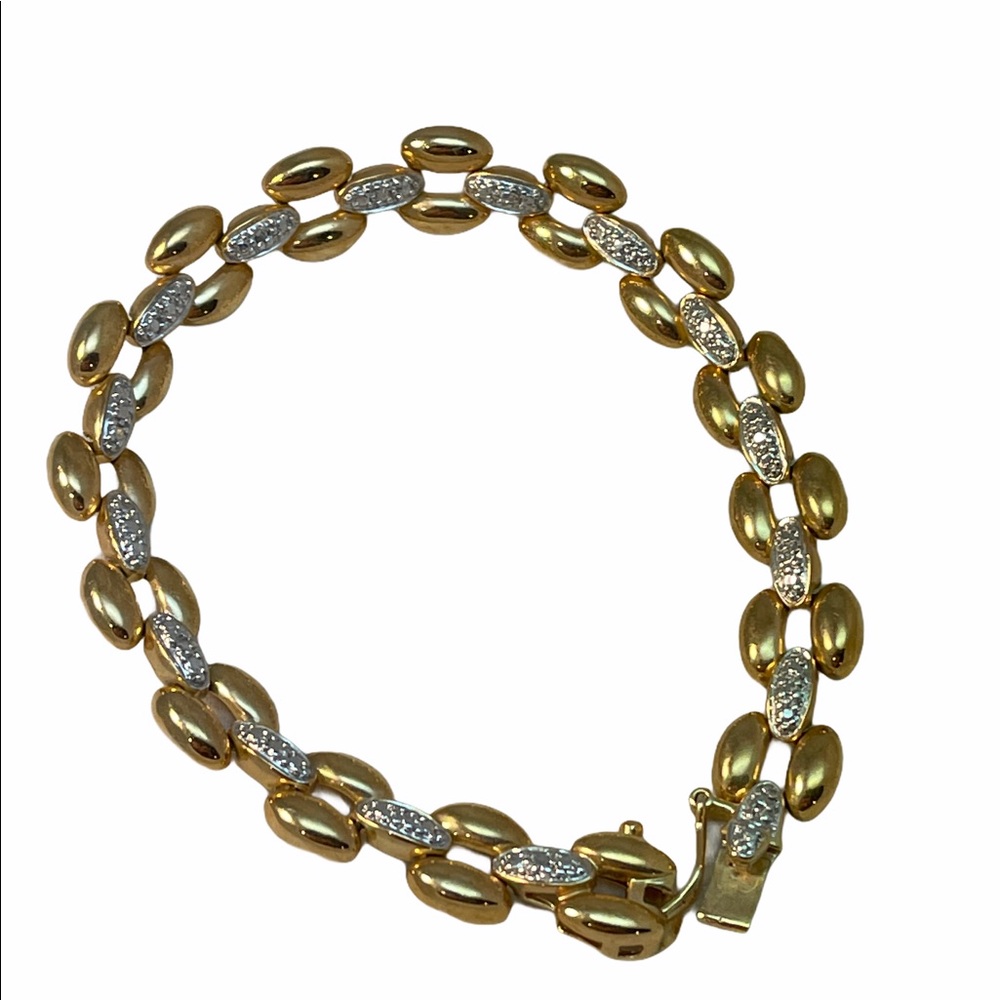 Sterling silver gold plt illusion link bracelet - Picture 5 of 5